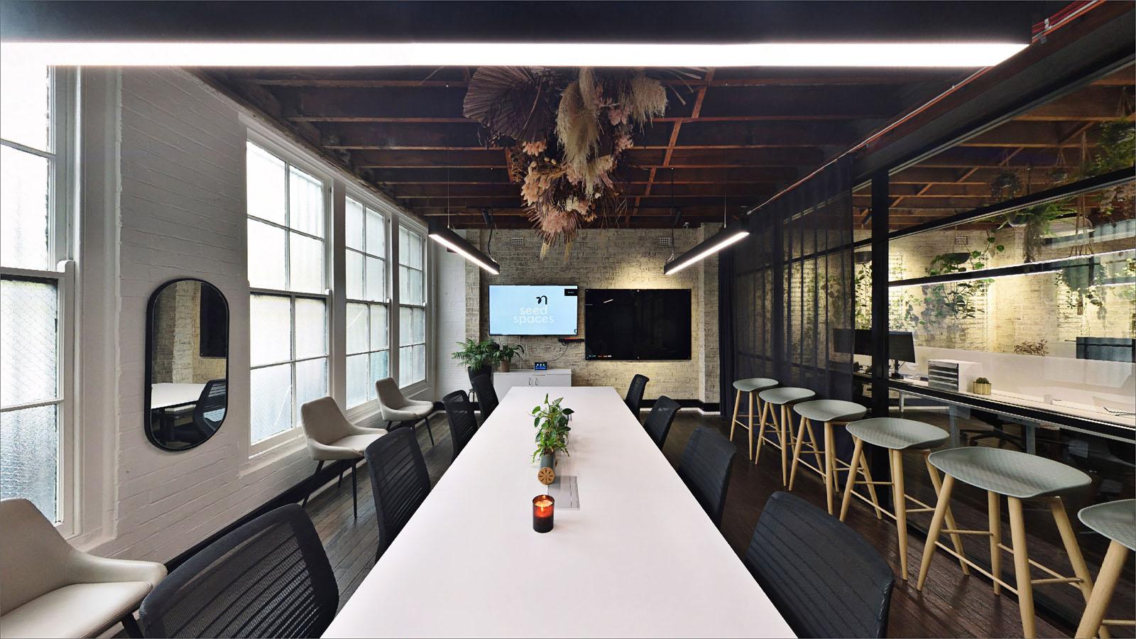 The Boardroom at a Coworking and Event space in Sydney. 360° virtual tour photography.
