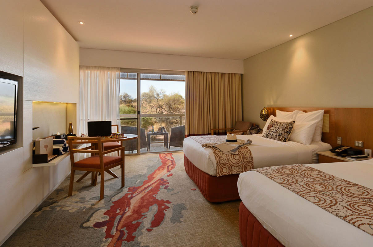 Desert Gardens Hotel, room with view of Uluru. Virtual Tour of Uluru and Sails Resort
